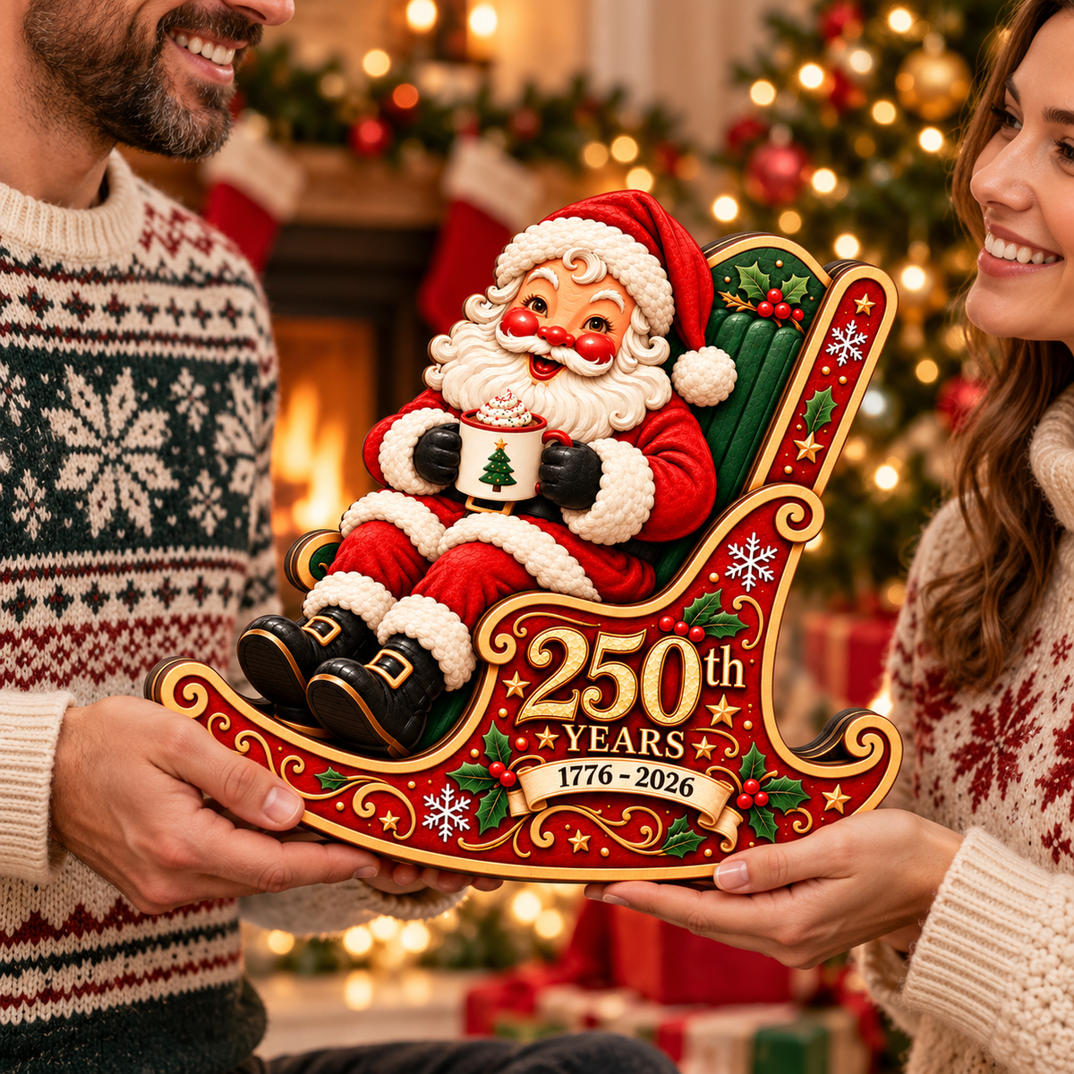 Santa Claus 250th Anniversary Christmas Table Decor – 1776–2026