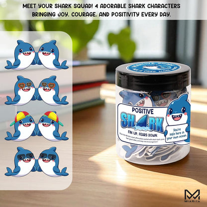 Positive Shark Jar, 60 Emotional Support Shark Cards, Get Well Soon Gifts for Men, Shark Stuffed Animal Decorations and Stuff, Encouragement Sea Animals Present with Comfort Support Message