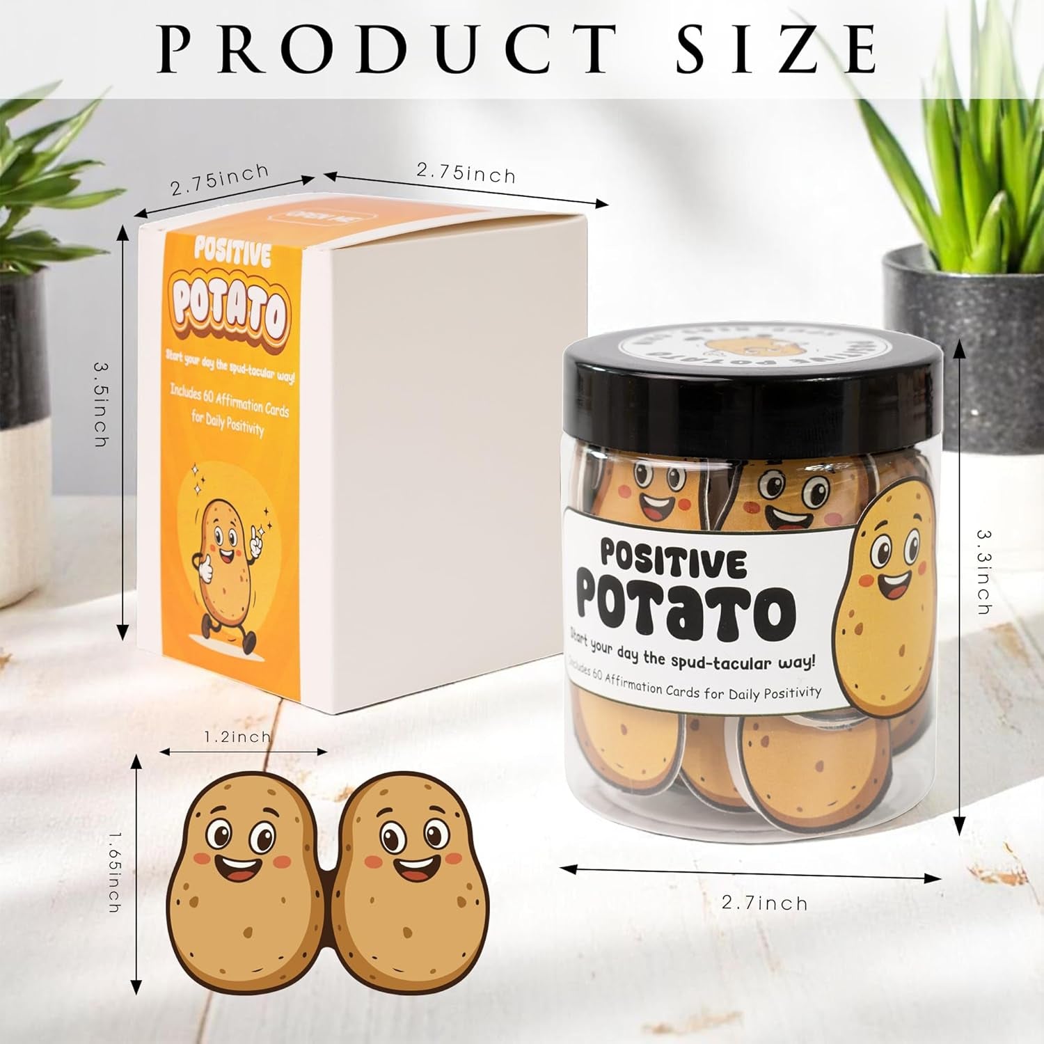 Emotional Supports Potato Jar, 60 Positive Potato Cards in Jar, Affirmation Gifts for Women, Coworker Leaving Gift, Farewell Gifts for Coworkers, Birthday Gifts for Girls, Teens, Friends
