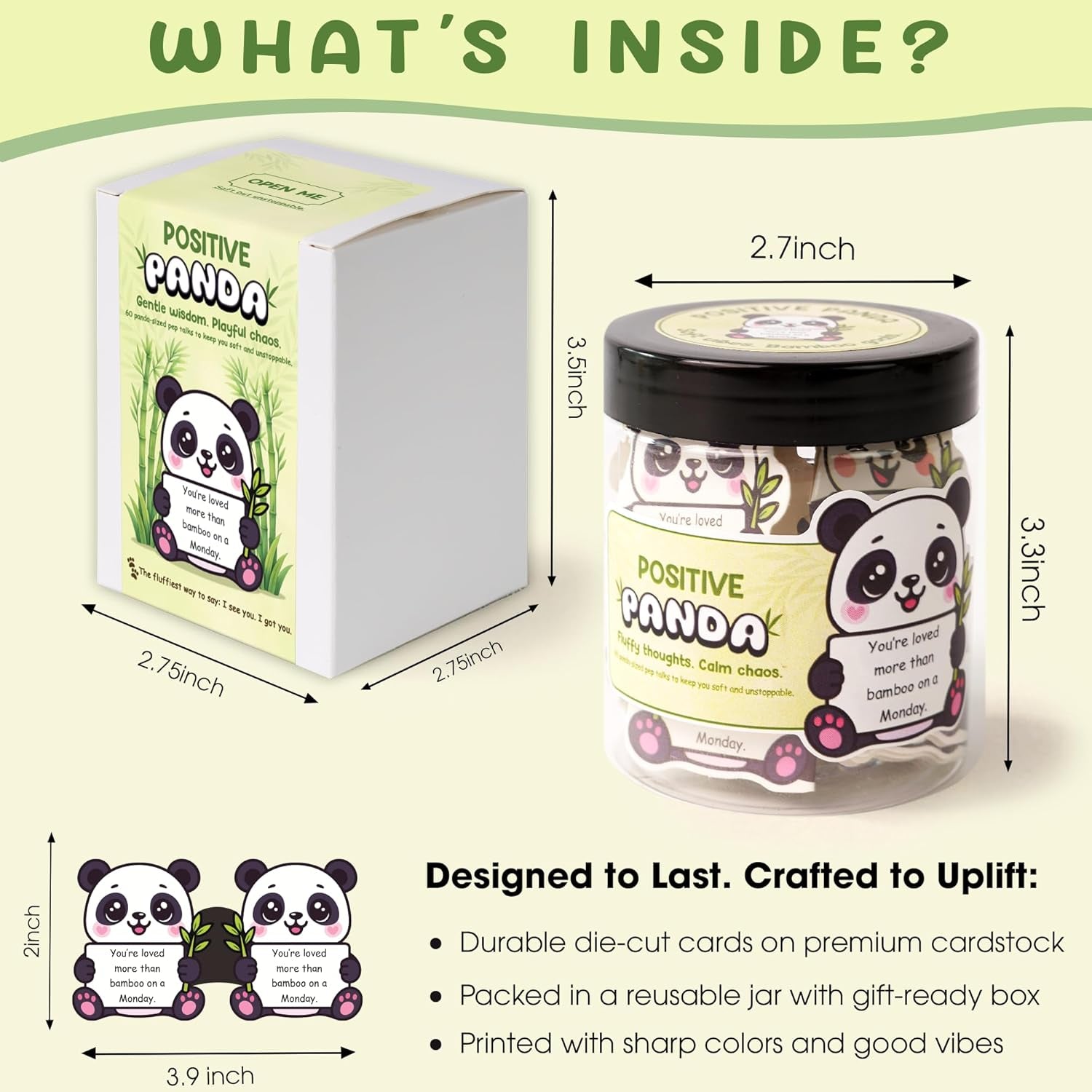 Positive Panda Jar – Emotional Support Panda Birthday Gifts for Women Men, Boss Day Gift, Halloween Stocking Stuffer Christmas Gifts for Teens Tweens Daughter Son, Unique Teen Girl Gift Trendy Stuff