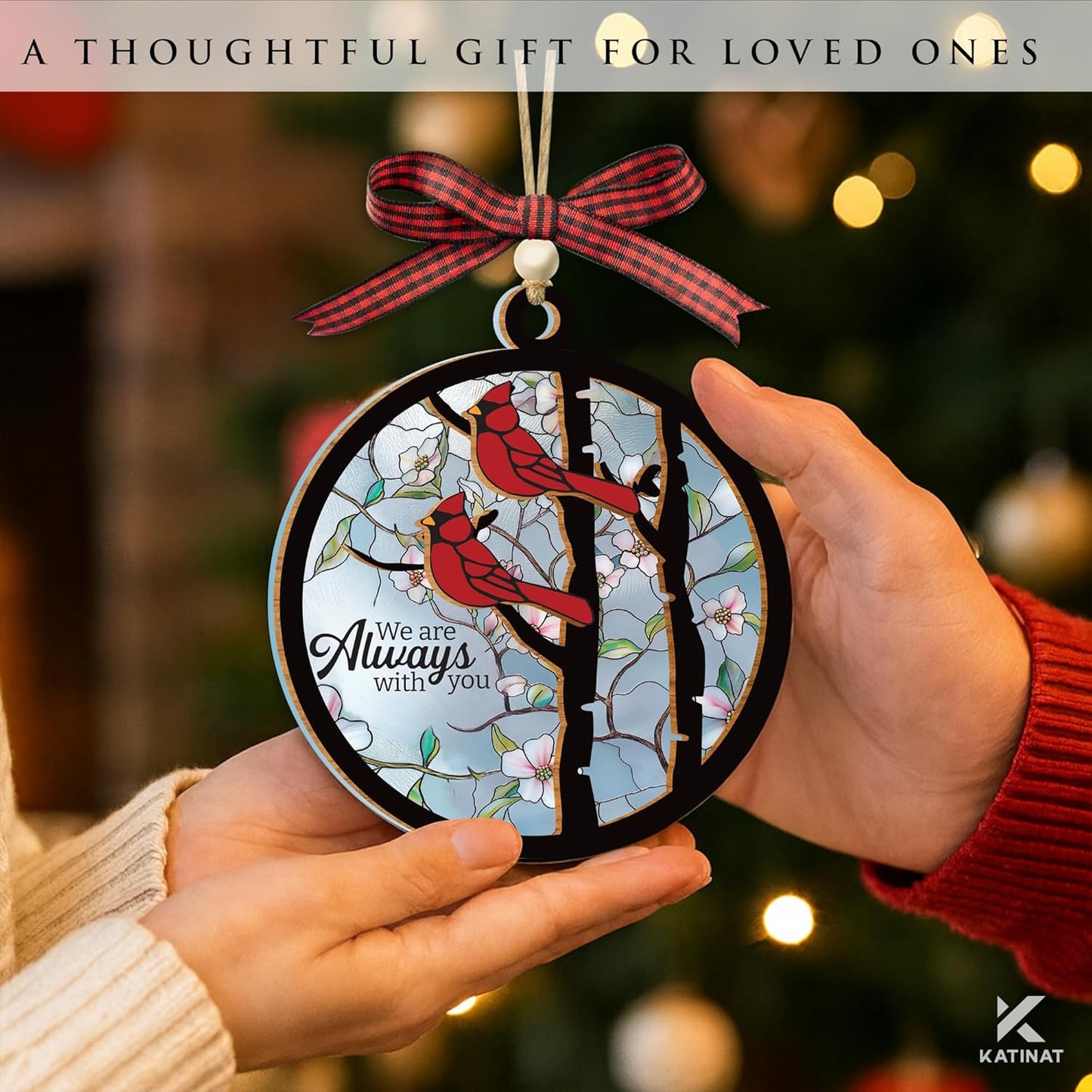 Christmas Ornament 2025 - Ornaments for Christmas Tree, Christmas Tree Ornament, Acrylic Christmas Ornaments, Suncatcher Effect Stained Glass Window Hanging (- KL Cardinal Ornament)