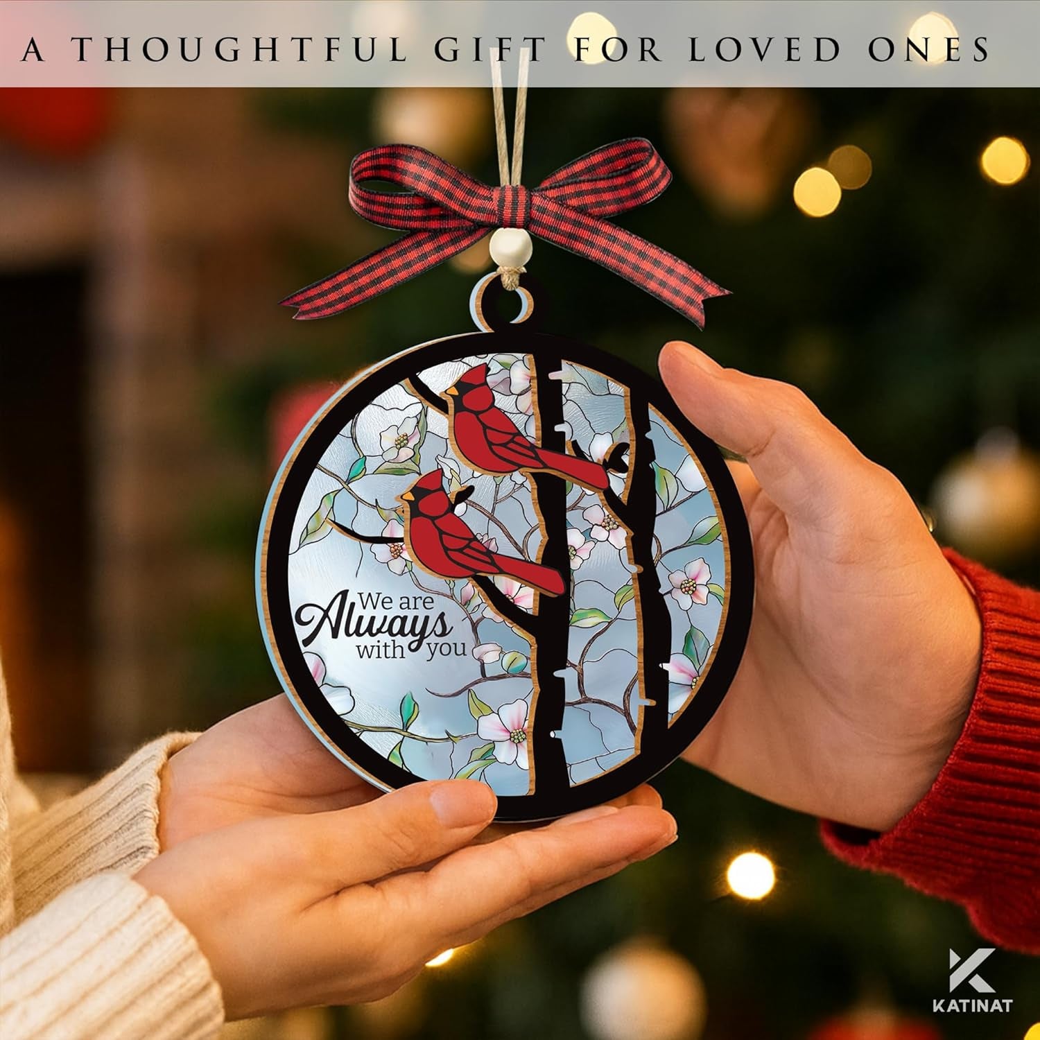 Christmas Ornament 2025 - Ornaments for Christmas Tree, Christmas Tree Ornament, Acrylic Christmas Ornaments, Suncatcher Effect Stained Glass Window Hanging (- KL Cardinal Ornament)
