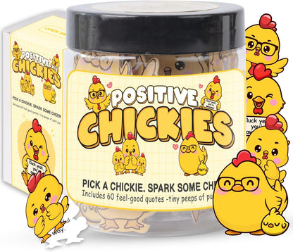 60 Positive Chick Cards Jar, Daily Affirmation Cards for Women, Girls, Coworkers, Best Friends - Emotional Support Chick - Birthday Gift for Womens - Teen Girl Gifts Trendy