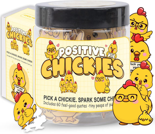 60 Positive Chick Cards Jar, Daily Affirmation Cards for Women, Girls, Coworkers, Best Friends - Emotional Support Chick - Birthday Gift for Womens - Teen Girl Gifts Trendy
