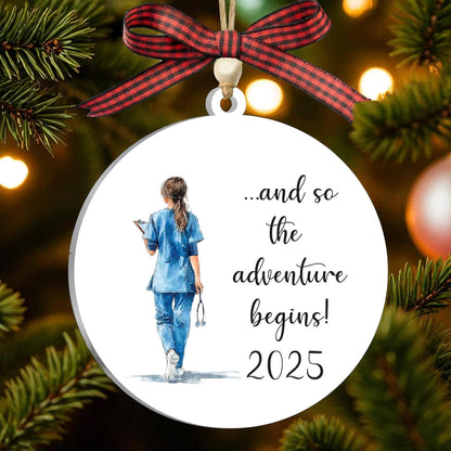 Nurse Ornament 2025 – Graduation Keepsake for Nursing Students, Thoughtful Present for Nurse Graduates, Unique Ornament for Women
