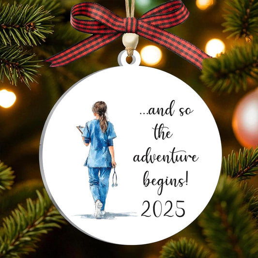 Nurse Ornament 2025 – Graduation Keepsake for Nursing Students, Thoughtful Present for Nurse Graduates, Unique Ornament for Women