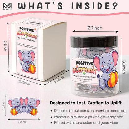 60 Positive Elephant Affirmation Cards- White Elephant Gifts for Women - Jar of Daily Affirmation Cards for Teen Girls Trendy Stuff, Best Friend Birthday Gifts for Women Unique, Long Distance Friendship Gift for Christmas, Easter