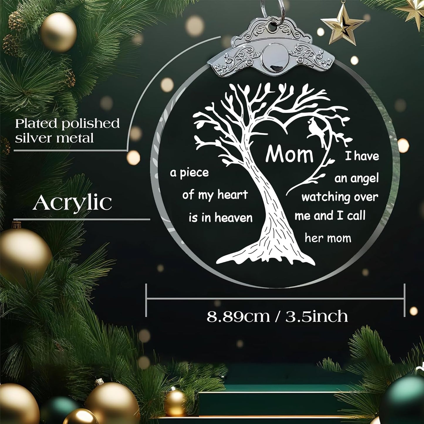 Sympathy Gifts for Mom'S Loss - 3.5 Inch Memorial Christmas Ornament, Bereavement Gifts for Mother