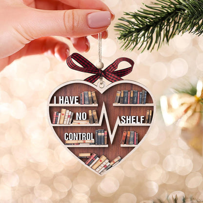 Book Ornament, 3D Wooden Book Ornaments for Christmas Tree, Book Lovers Gifts for Women, Bookish Gifts for Librarian, Reader, Reading Accessories, I Have No Shelf Control