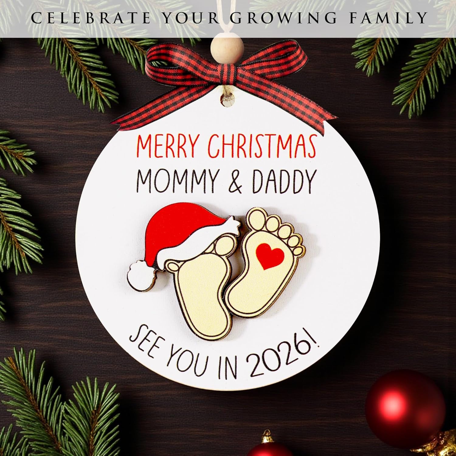 Baby First Christmas Ornament 2025, Expecting Baby Ornament 2026, New Mommy & Daddy Gift, Gifts for Expecting Parents Mom to Be, New Baby Ornaments, Pregnancy Ornament for Mommy & Daddy to Be