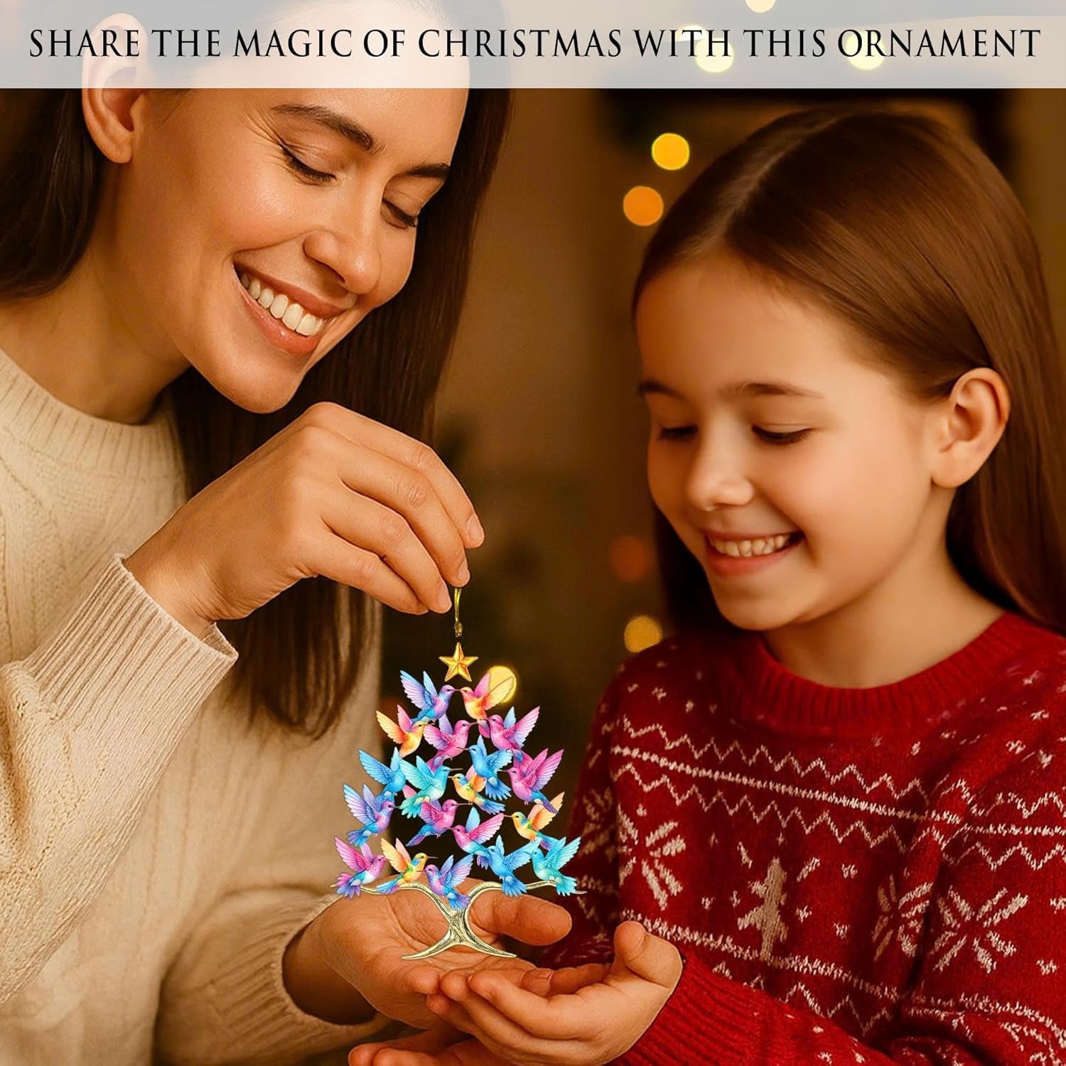 Hummingbird Christmas Ornament 2025, 3D Double Layer Acrylic Humming Bird Ornaments for Christmas Tree, Hummingbird Gifts for Women, White Elephant for Women, Xmas Tree Decorations