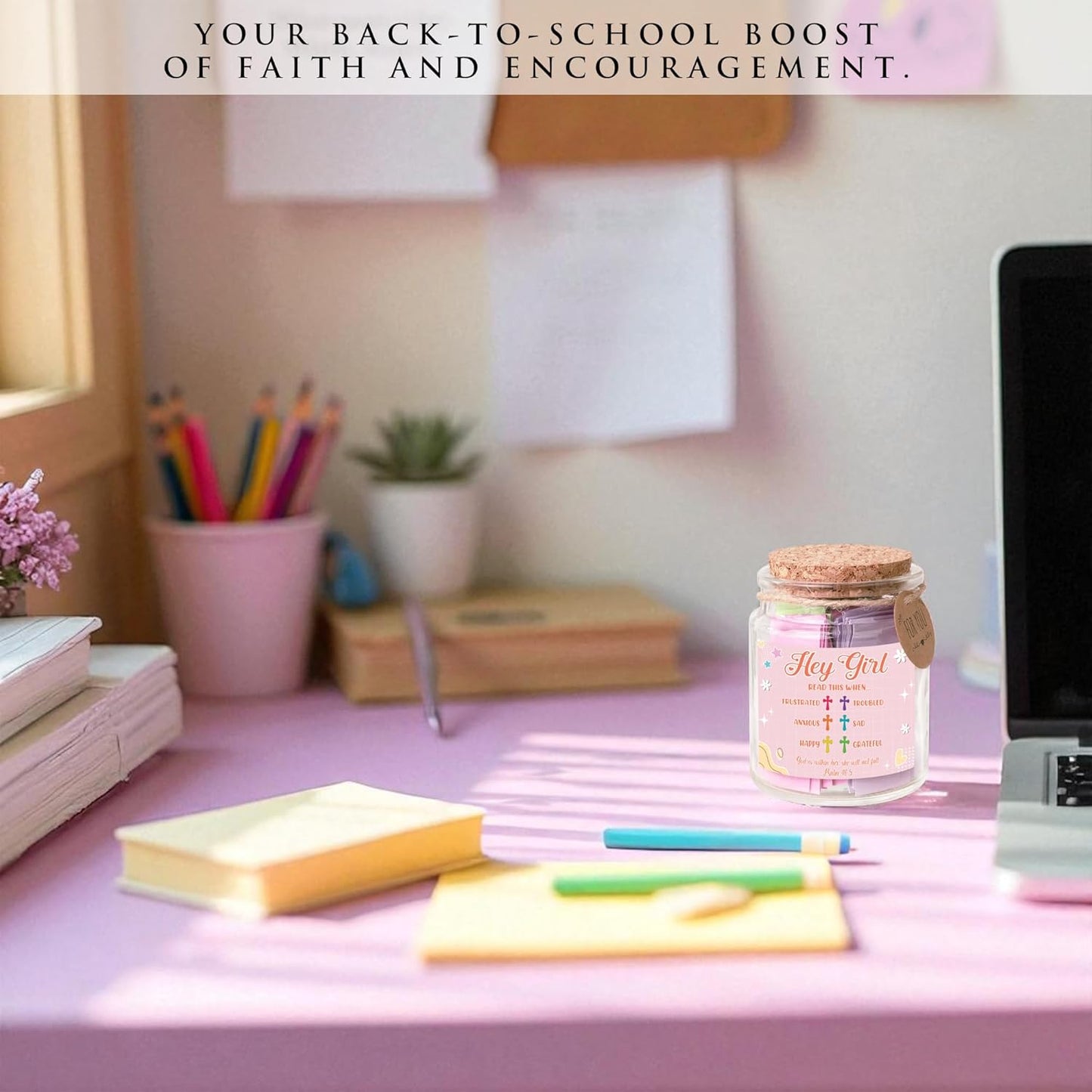 Hey Girl Bible Verse Jar – 92 Encouraging Scriptures for Teen Girls, Trendy Stuff & Gifts for Teen Girl, Back to School Essentials, Birthday Gifts & Christian Inspirational Jar for Teens