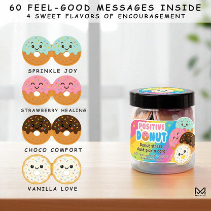 Positive Donuts Jar, Emotional Inspirational Support 60 Affirmation Cards, Cheer up Cute Donut Gifts for Teen Girls, Daughter, Firends, Teen Girl Gifts Trendy Stuff