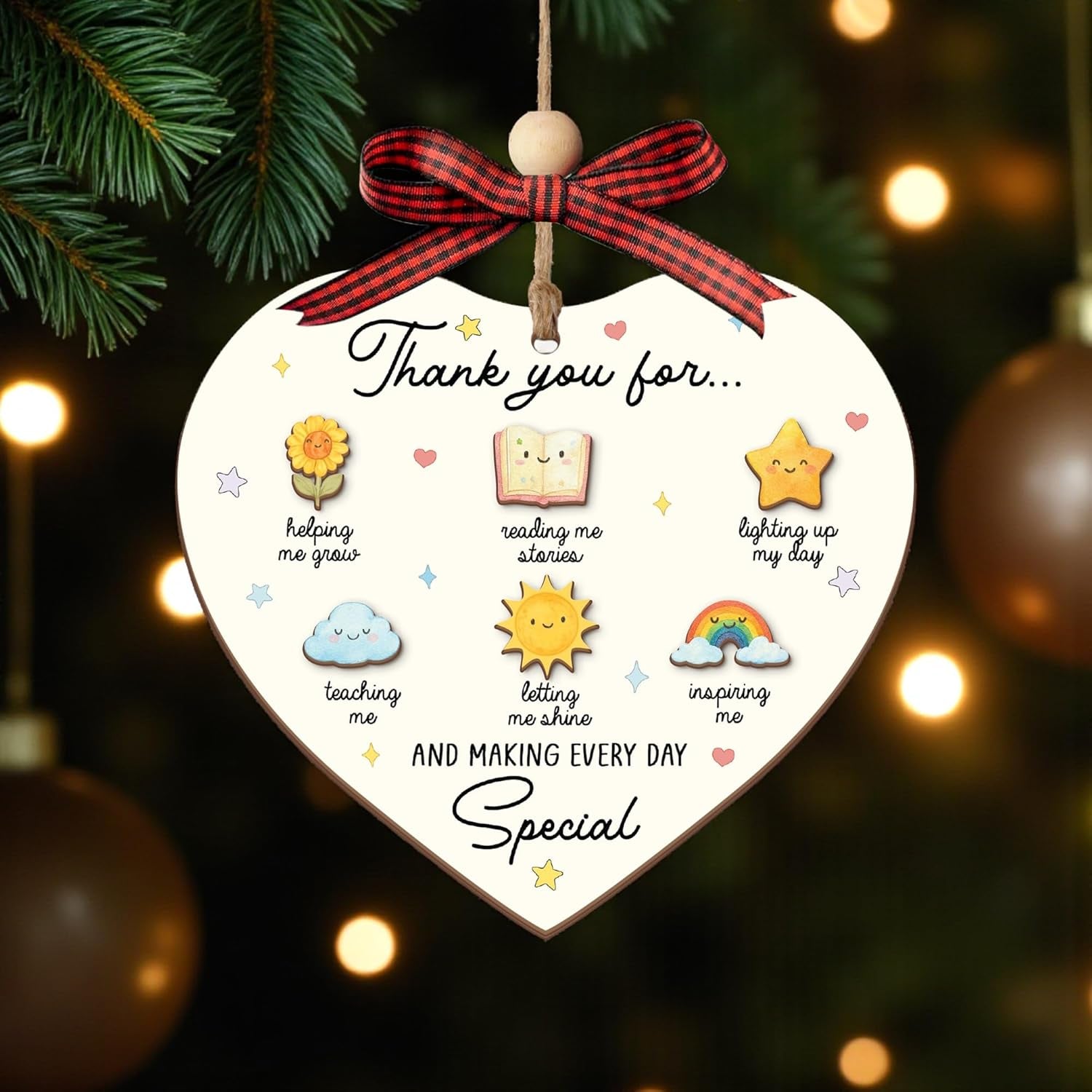 Heart Shaped Thank You Teacher Ornament 2025 – Christmas Appreciation Gift 2025 from Students for Teacher