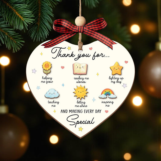 Heart Shaped Thank You Teacher Ornament 2025 – Christmas Appreciation Gift 2025 from Students for Teacher