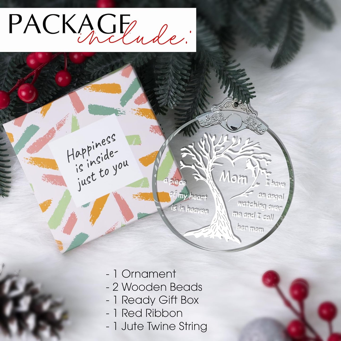 Sympathy Gifts for Mom'S Loss - 3.5 Inch Memorial Christmas Ornament, Bereavement Gifts for Mother