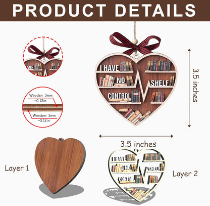 Book Ornament, 3D Wooden Book Ornaments for Christmas Tree, Book Lovers Gifts for Women, Bookish Gifts for Librarian, Reader, Reading Accessories, I Have No Shelf Control