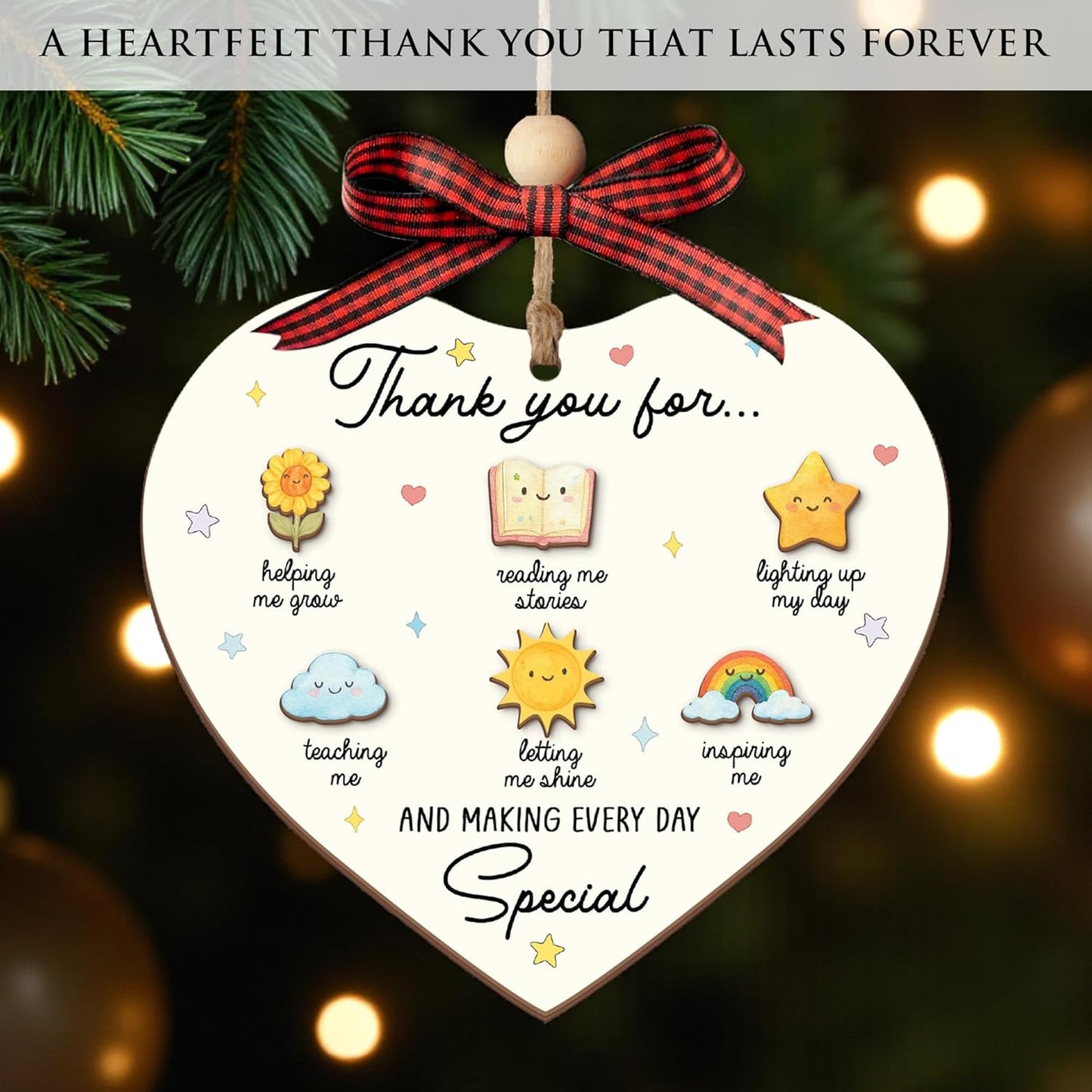 Heart Shaped Thank You Teacher Ornament 2025 – Christmas Appreciation Gift 2025 from Students for Teacher