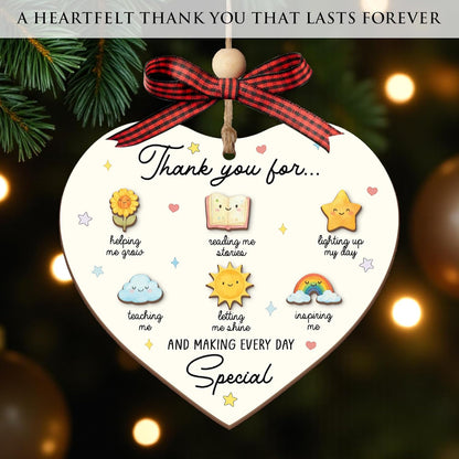 Heart Shaped Thank You Teacher Ornament 2025 – Christmas Appreciation Gift 2025 from Students for Teacher