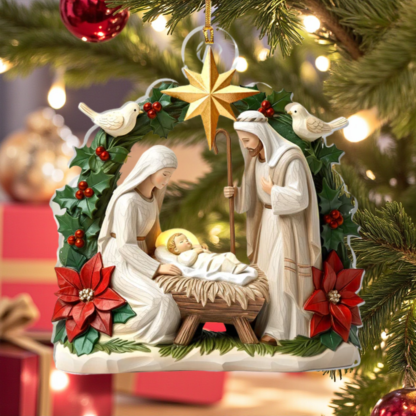 Ivory Blessing Jesus Ornament