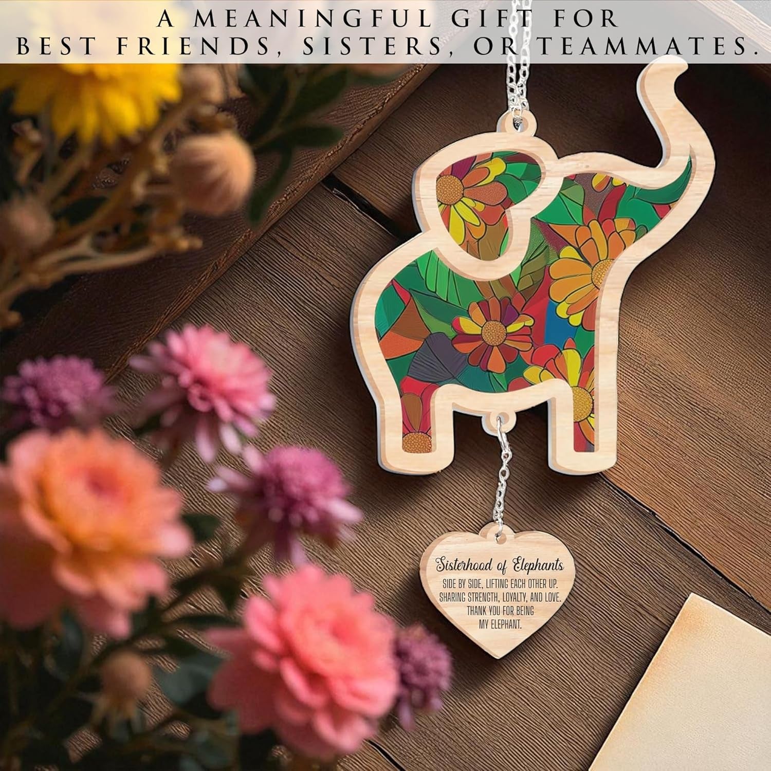 Elephant Ornaments for Sisterhood Friendship – Elephant Christmas Ornament, Sisterhood Gifts for Women, Friendship Ornaments for Women Friends, Elephants Suncatcher