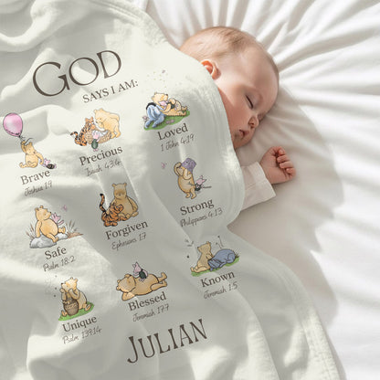 God Says I Am Baby - Personalized Sherpa Blanket