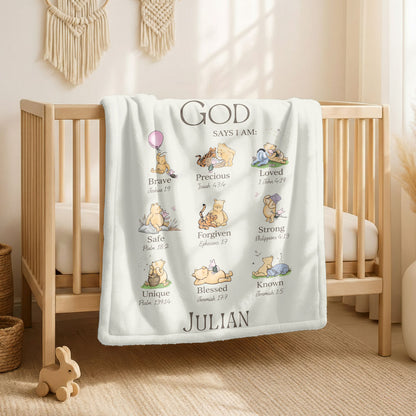 God Says I Am Baby - Personalized Sherpa Blanket