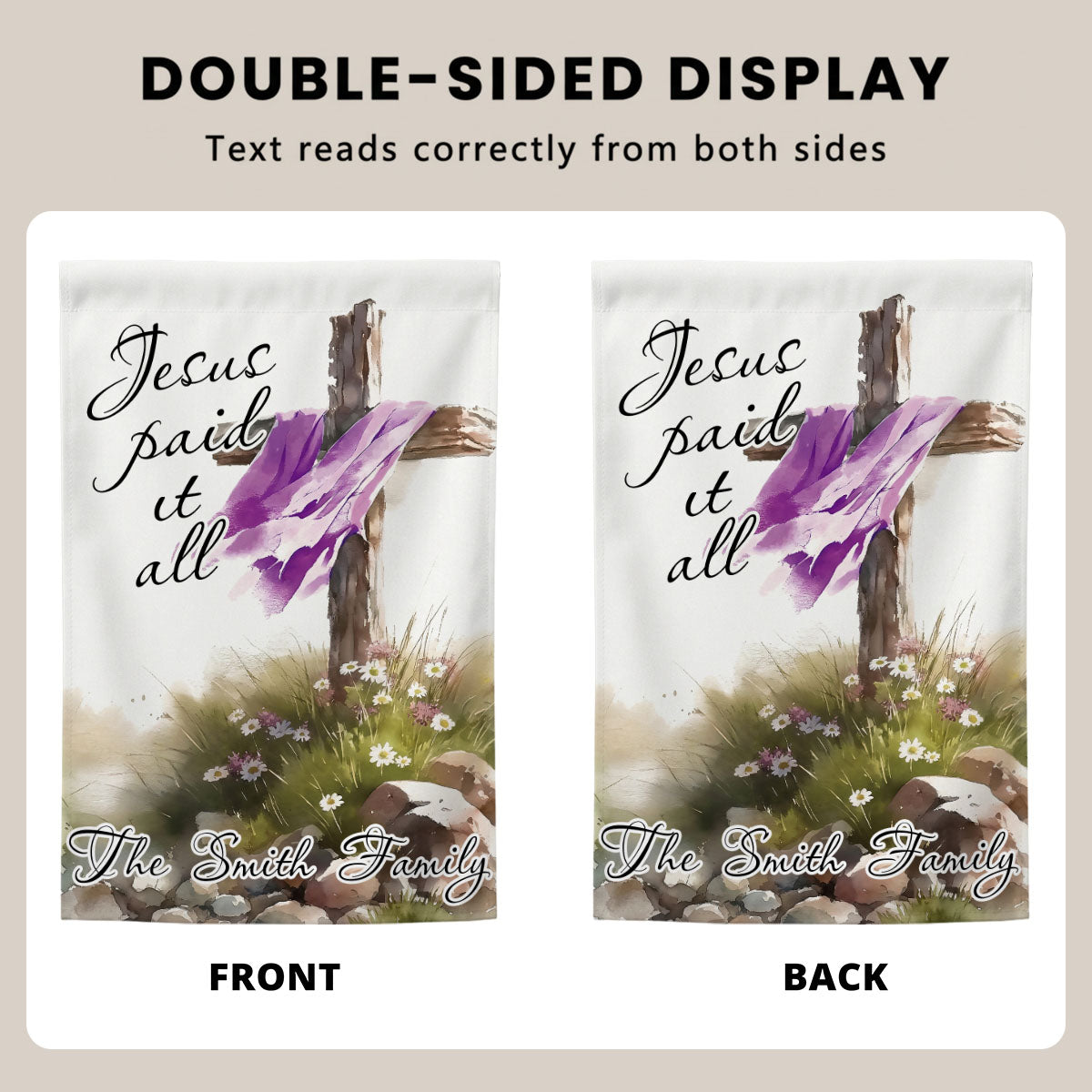 Jesus Paid It All - Personalized Garden Flag