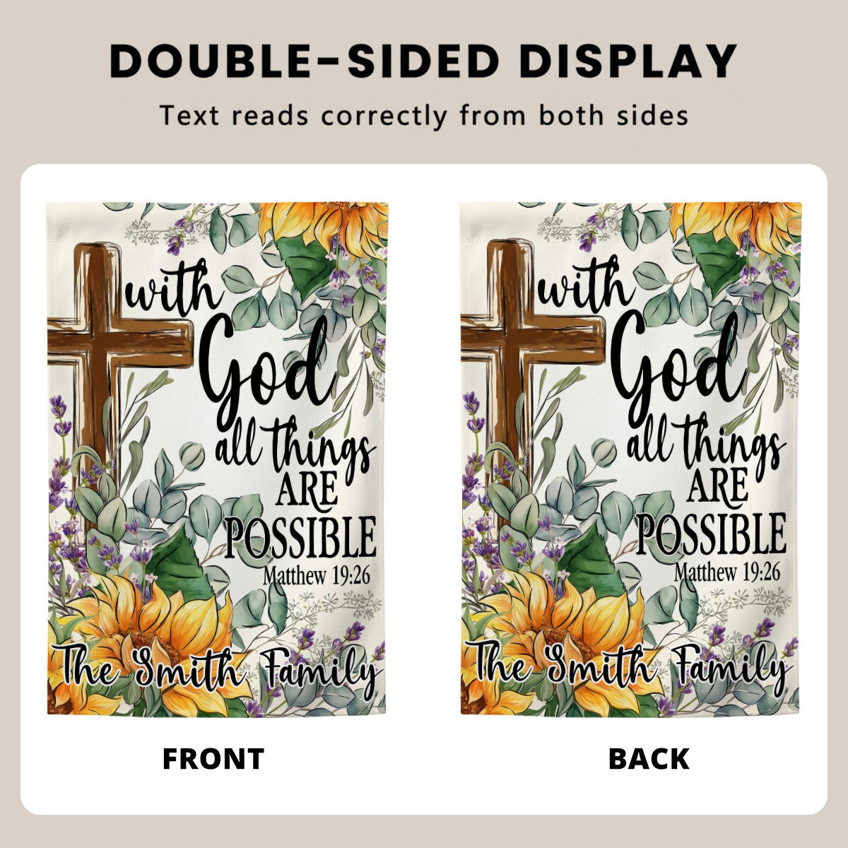 With God All Things Are Possible - Personalized Garden Flag