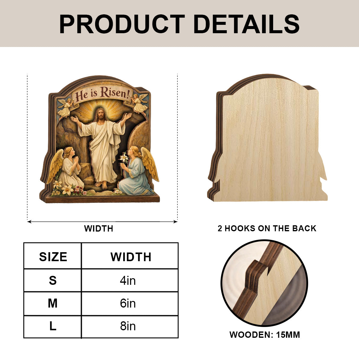 He Is Risen - Wooden Block