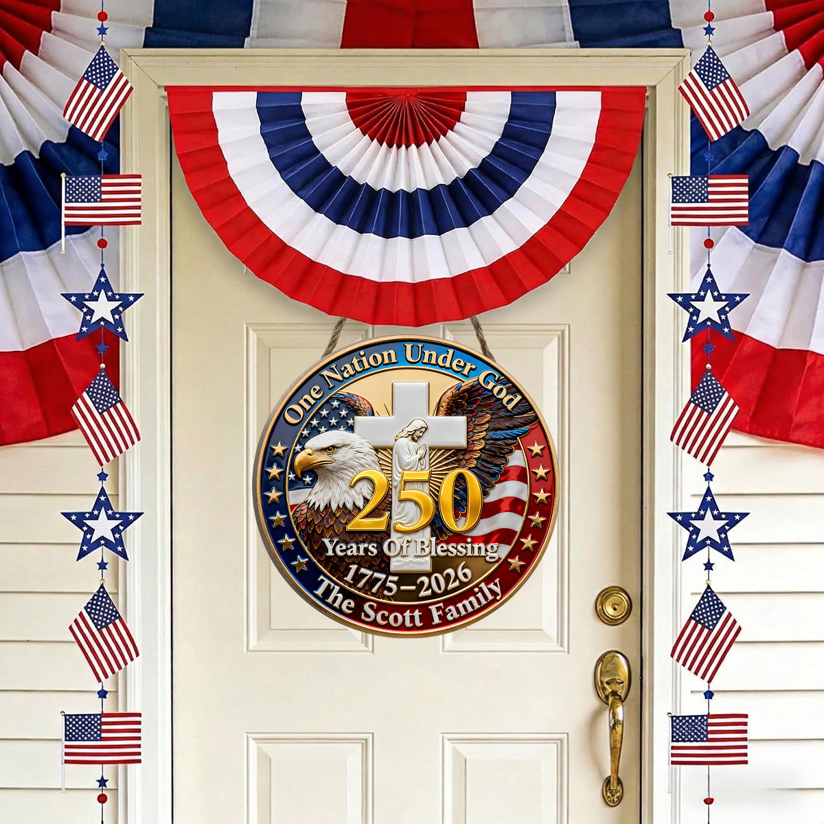 One Nation Under God - Wooden Door Sign