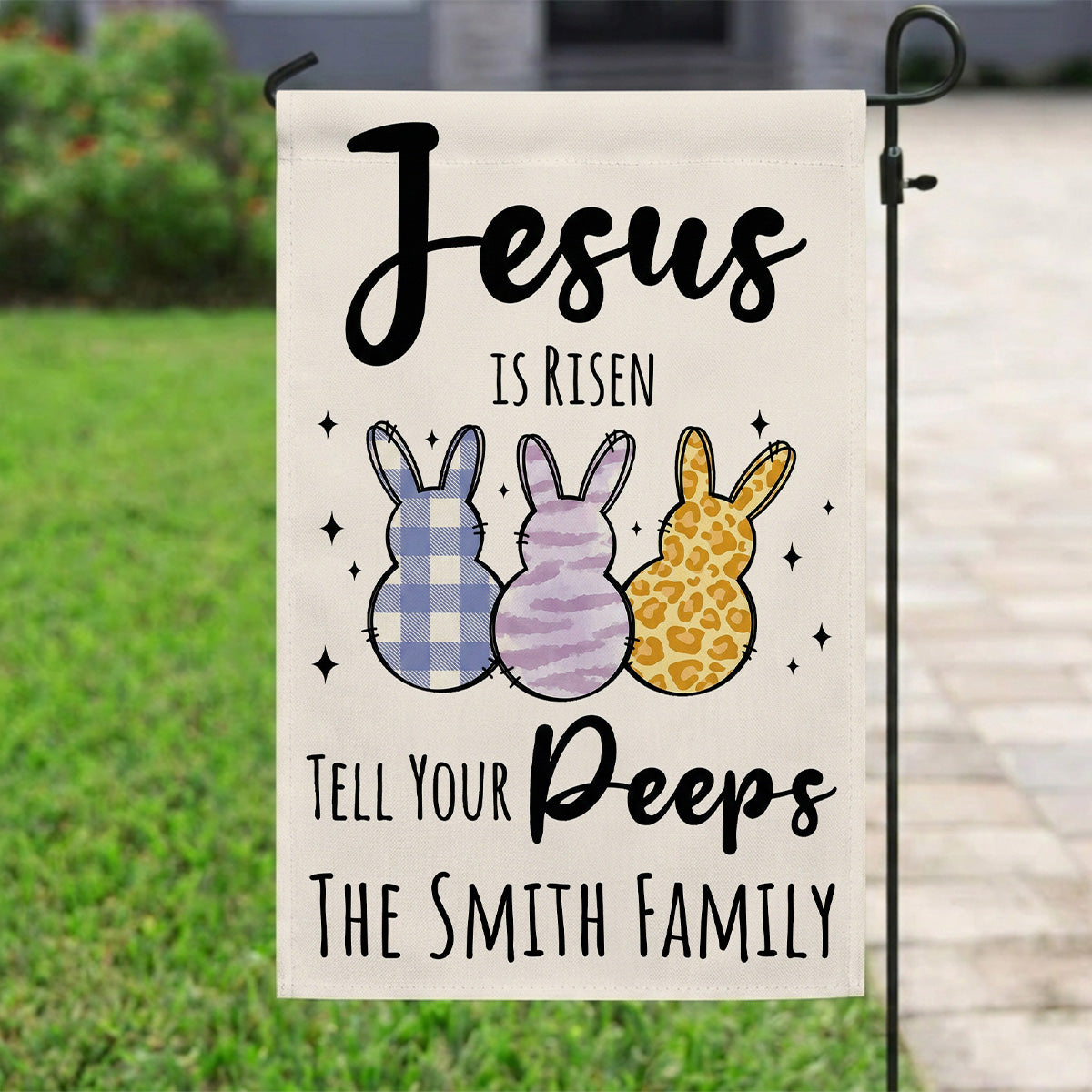 Jesus Is Risen Tell Your Peeps - Personalized Garden Flag