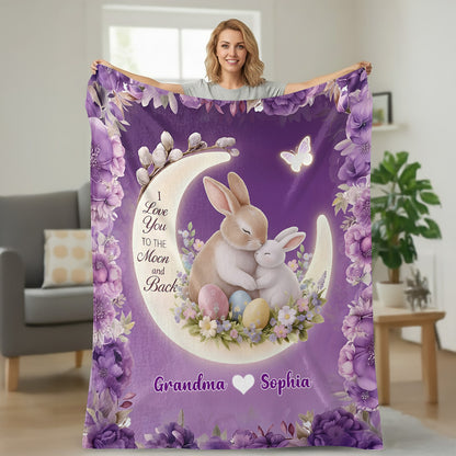 I Love You To The Moon And Back - Personalized Sherpa Blanket