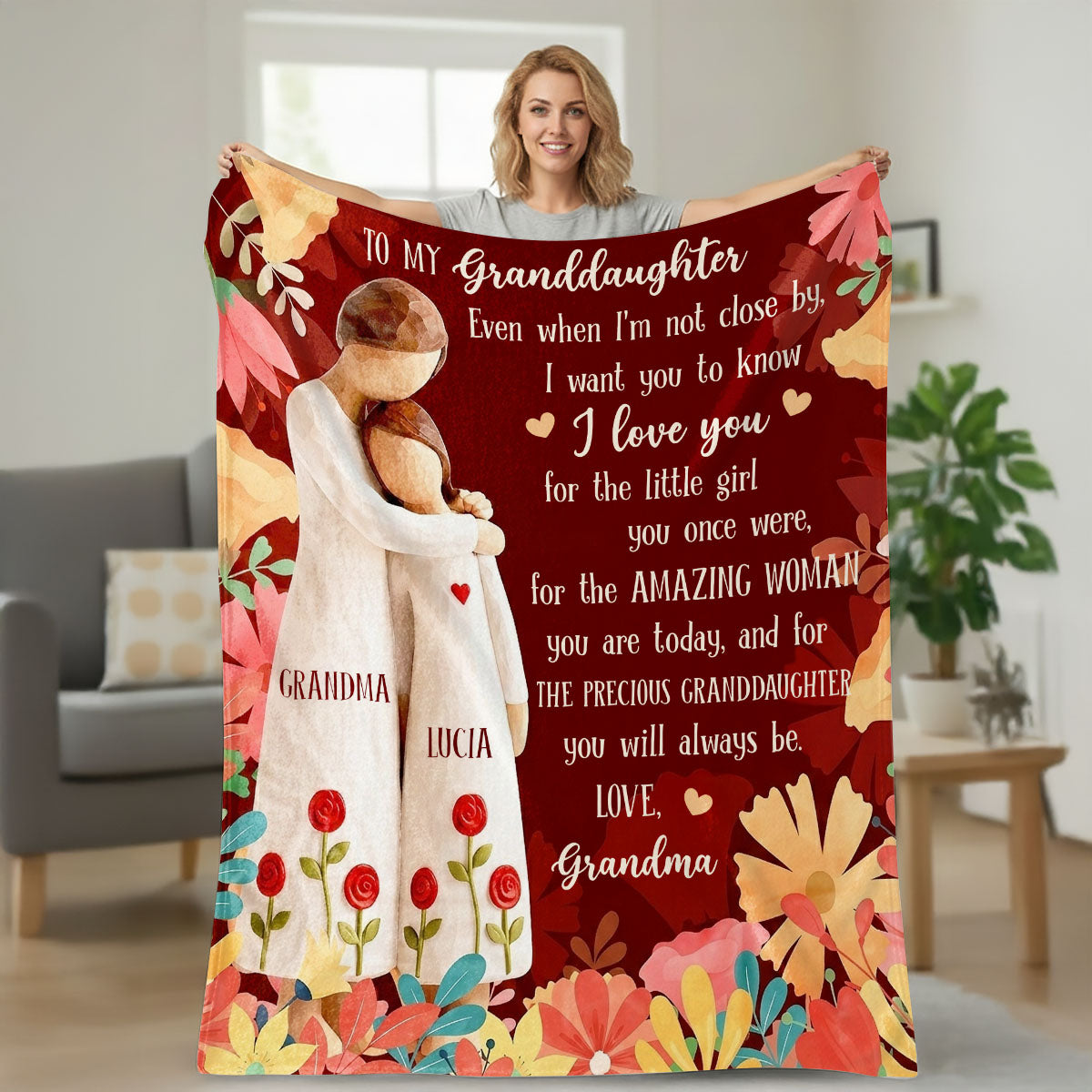 To My Granddaughter - Personalized Sherpa Blanket