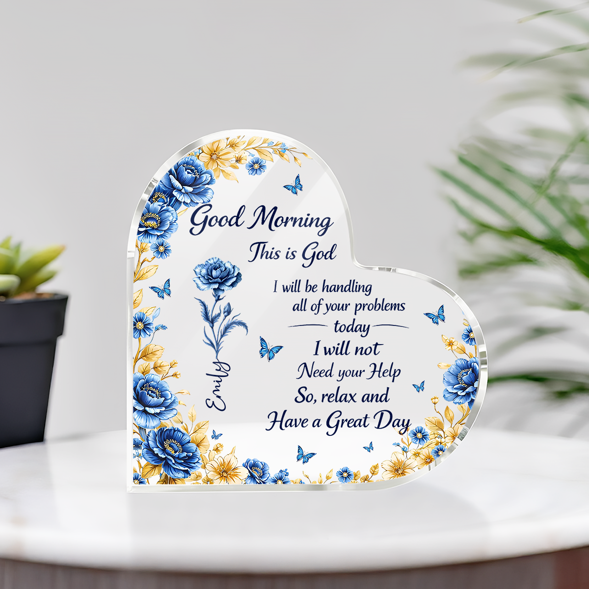 A Day In God Hand - Personalized Heart Shape Acrylic Plaque