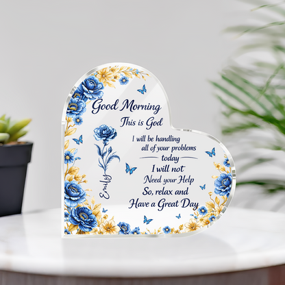 A Day In God Hand - Personalized Heart Shape Acrylic Plaque