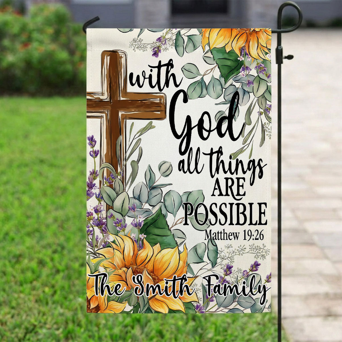 With God All Things Are Possible - Personalized Garden Flag