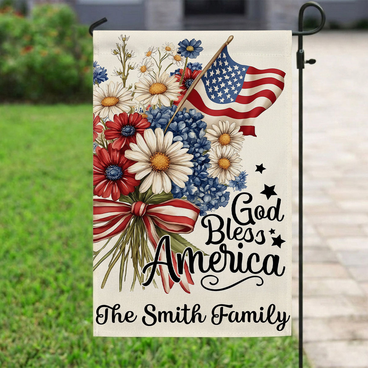 God Bless America - Personalized Garden Flag
