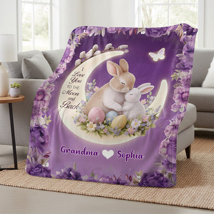 I Love You To The Moon And Back - Personalized Sherpa Blanket