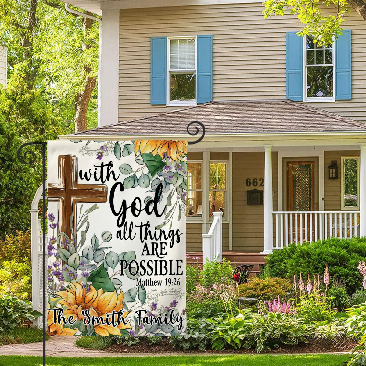 With God All Things Are Possible - Personalized Garden Flag