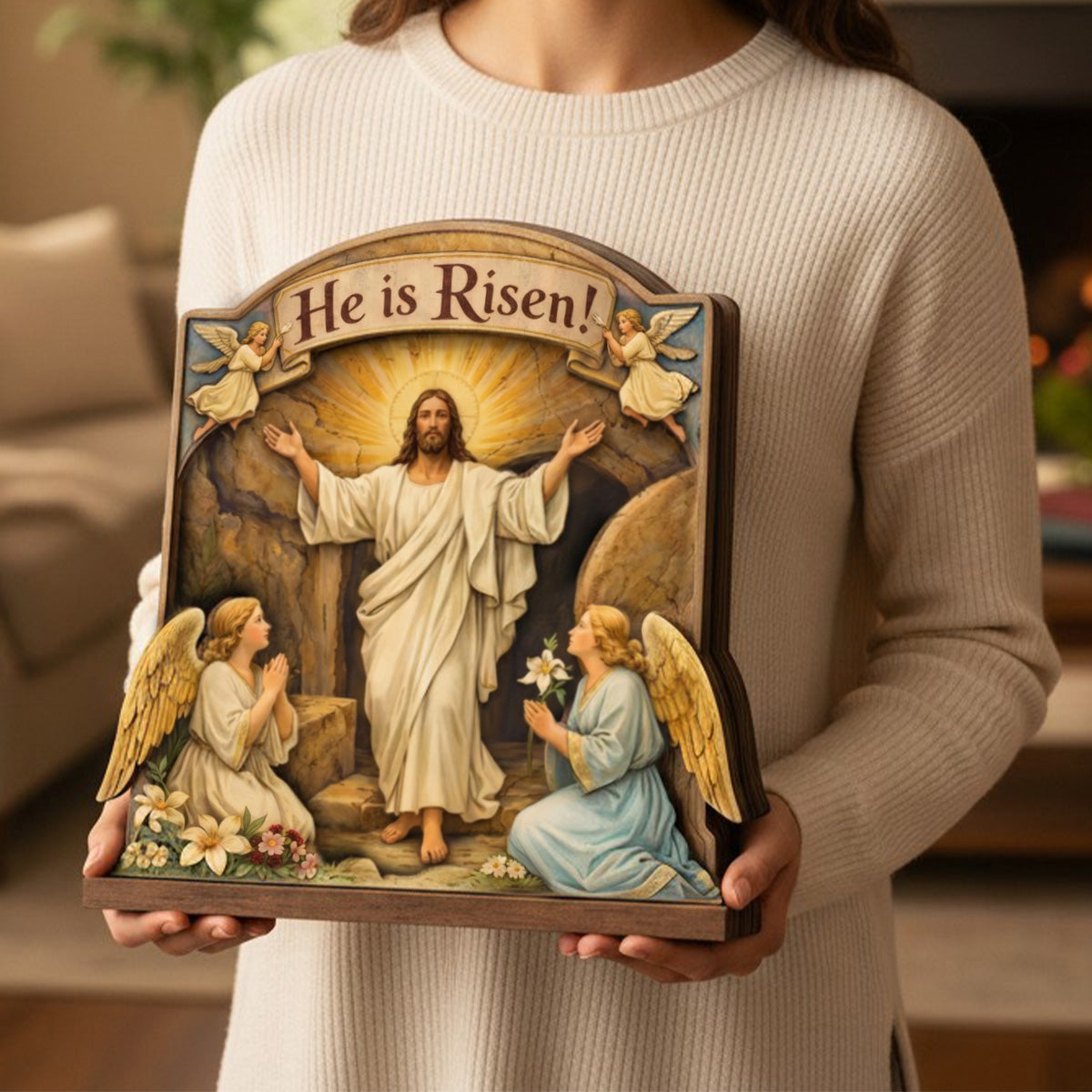 He Is Risen - Wooden Block