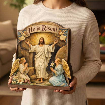 He Is Risen - Wooden Block