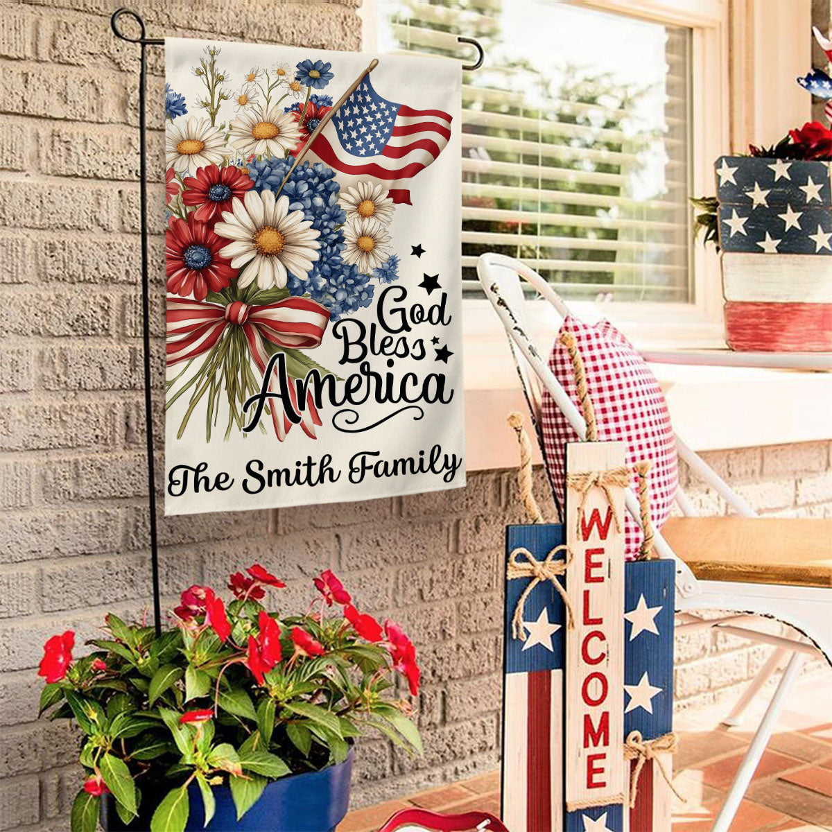 God Bless America - Personalized Garden Flag