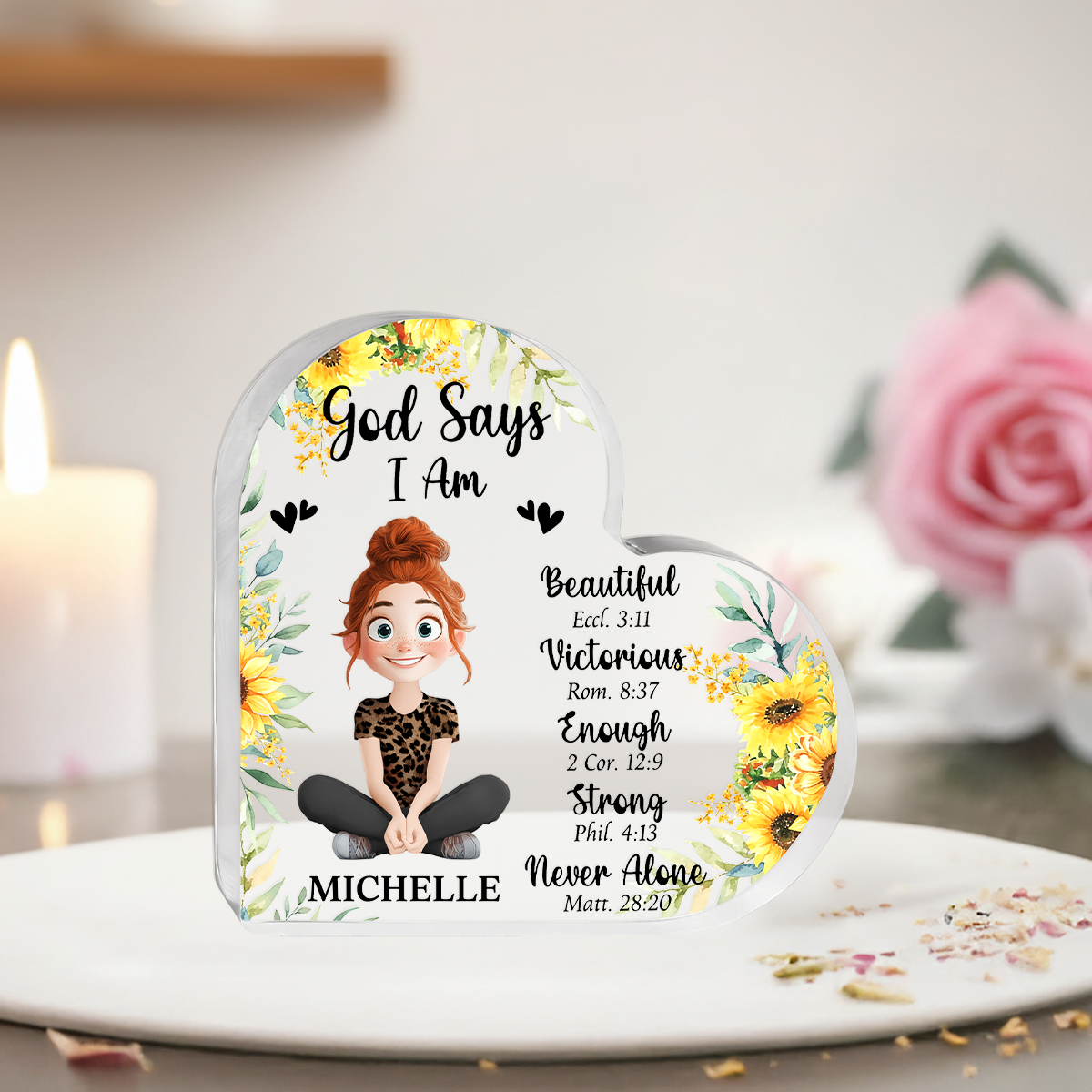 God Says I Am - Personalized Heart Shape Acrylic Plaque