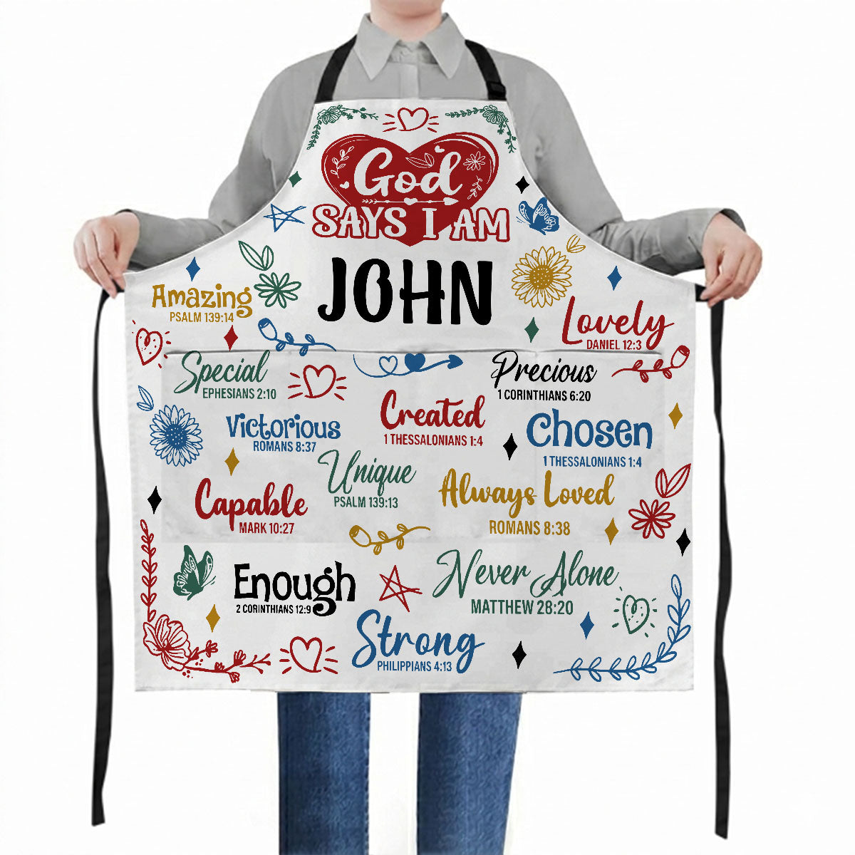 God Says I Am - Personalized Apron With Pocket
