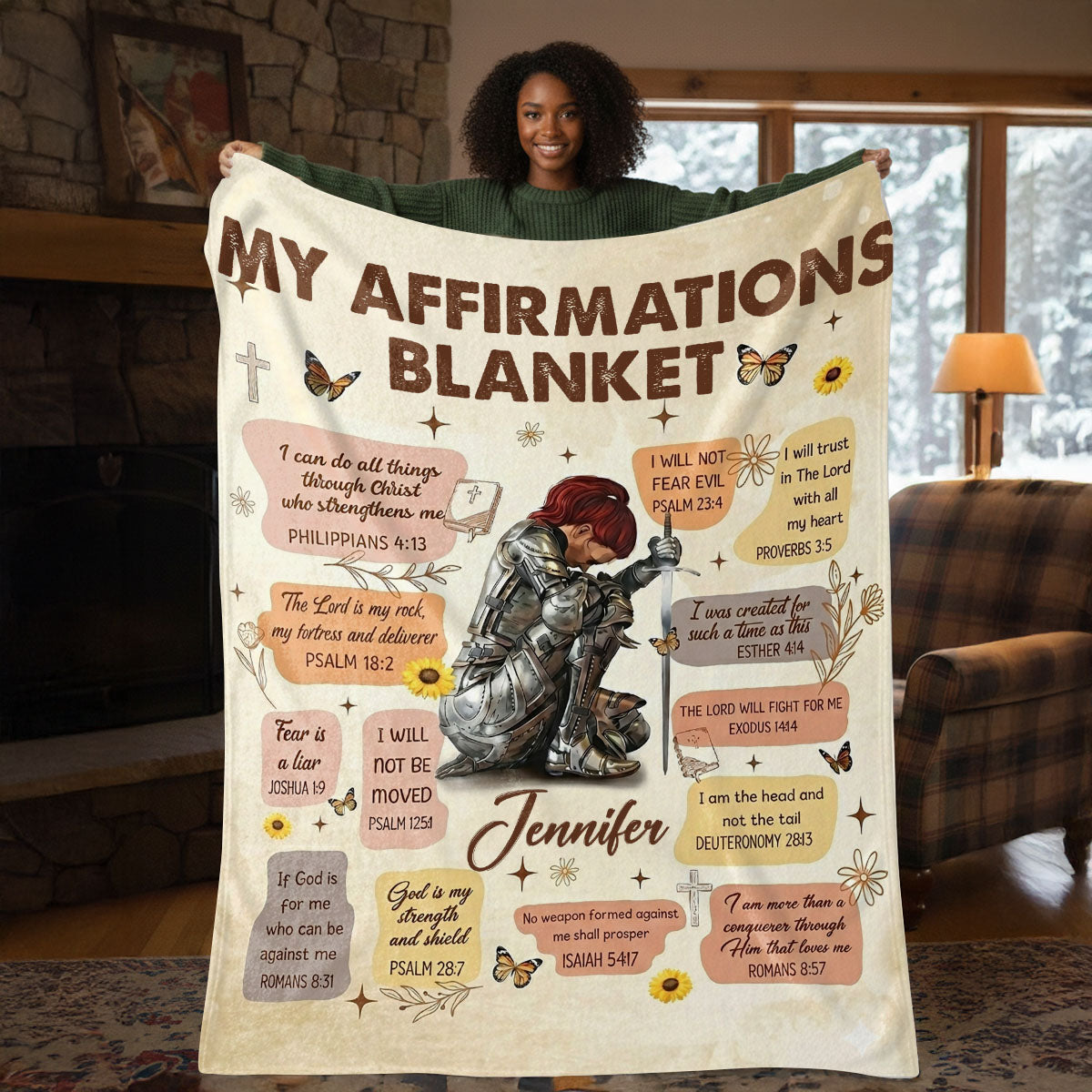 Woman Warrior - Personalized Sherpa Blanket