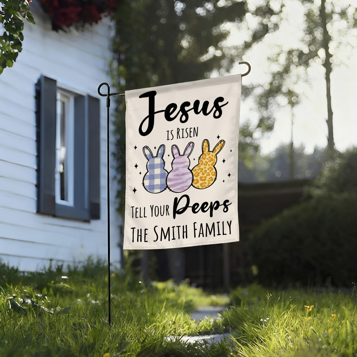 Jesus Is Risen Tell Your Peeps - Personalized Garden Flag