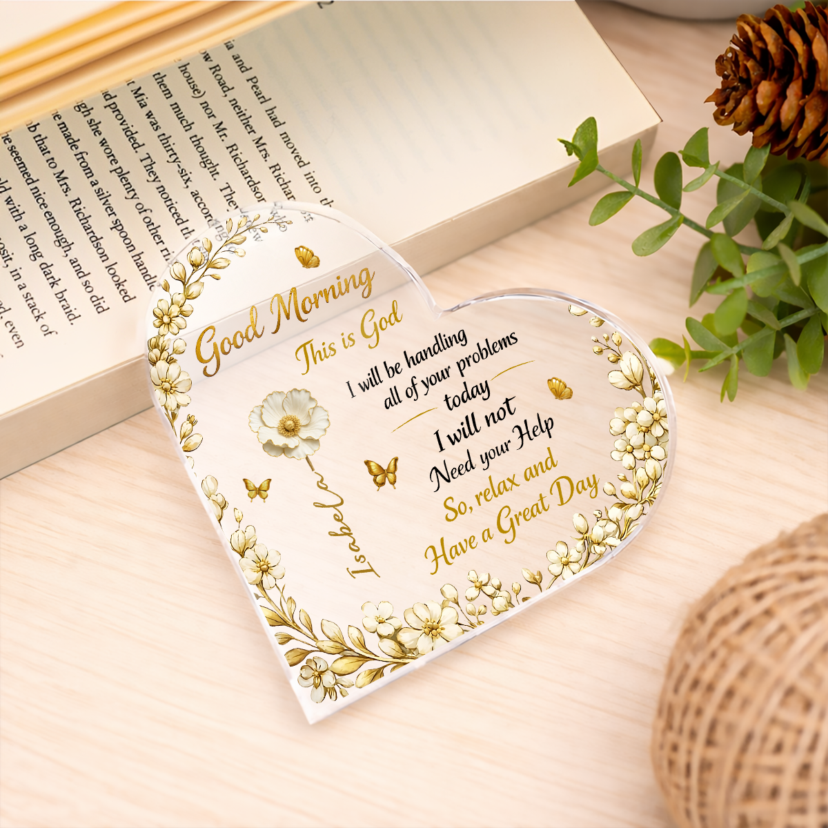 A Day In God Hand - Personalized Heart Shape Acrylic Plaque