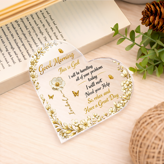 A Day In God Hand - Personalized Heart Shape Acrylic Plaque