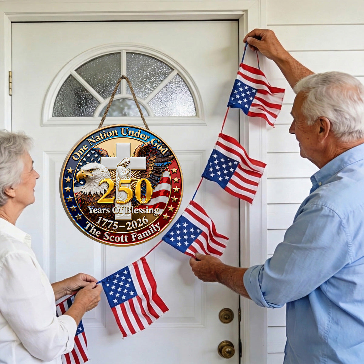 One Nation Under God - Wooden Door Sign